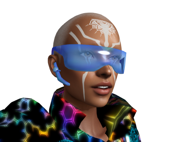Blue visor with headset