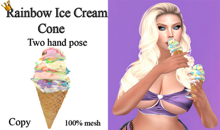 Rainbow Ice Cream Cone Holdable