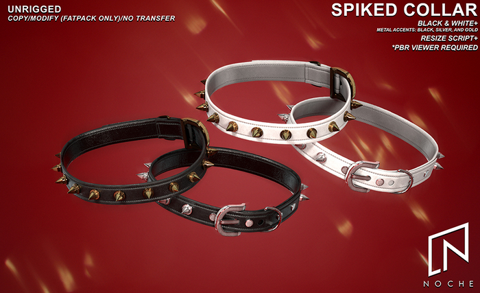 Noche. Spiked Collar Black and White