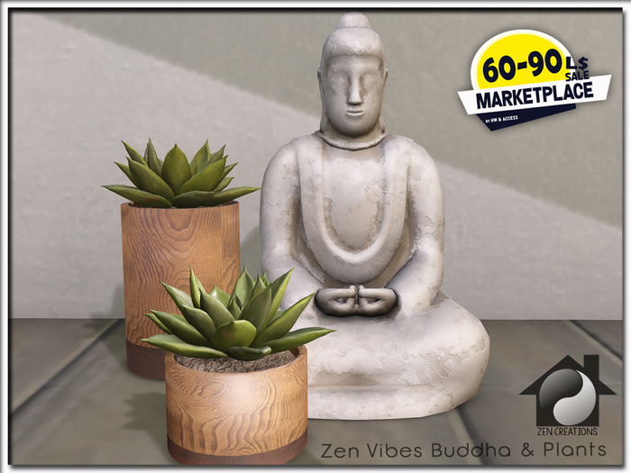 Zen Vibes Buddha & Plants - Texture change - HAPPY WEEKEND SALE