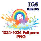 1024*1024 PNG Watercolor rainbow,transparent background
