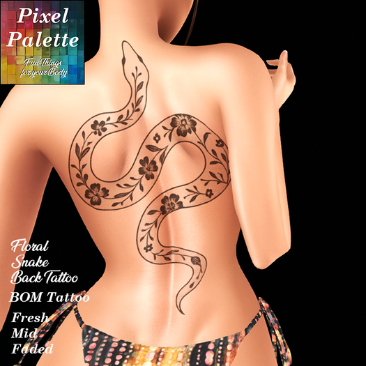 Pixel Palette Large Snake Back Tattoo