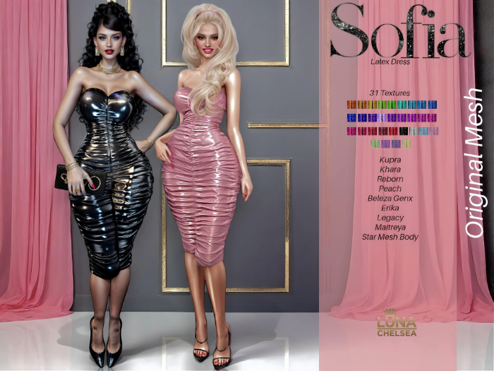 Sofia Latex Cocktail Dress, Fatpack,Original Mesh, Nhuma  Included