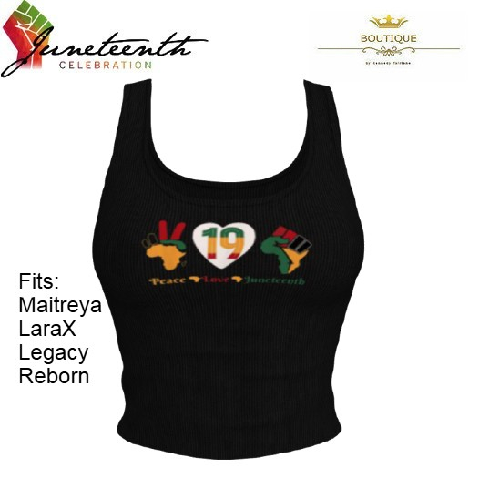Womens Juneteenth Short Ribbed Tank Top BLACK (ADD)
