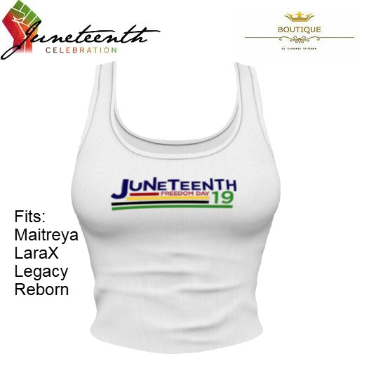Womens Juneteenth Short Ribbed Tank Top WHITE (ADD)