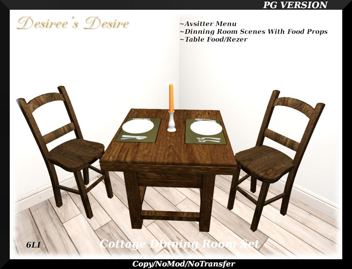 ::::Desiree's Desire:::: Cottage Dinning Set (Boxed)