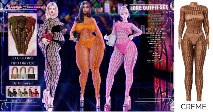 #UxBC - Lore Outfit - CREME-Kupra -Reborn -Legacy -Bork -Waifu -Bombshell -Thickie