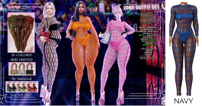 #UxBC - Lore Outfit - NAVY -Kupra -Reborn -Legacy -Bork -Waifu -Bombshell -Thickie