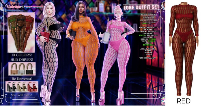 #UxBC - Lore Outfit - RED -Kupra -Reborn -Legacy -Bork -Waifu -Bombshell -Thickie