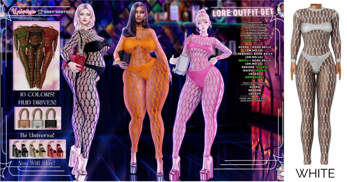 #UxBC - Lore Outfit - WHITE -Kupra -Reborn -Legacy -Bork -Waifu -Bombshell -Thickie