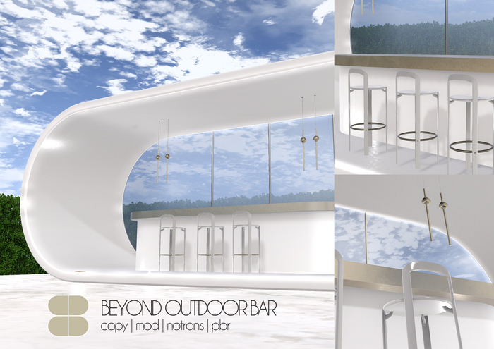 Second Life Marketplace - 8 Beyond Outdoor Bar PBR - WHITE SILVER