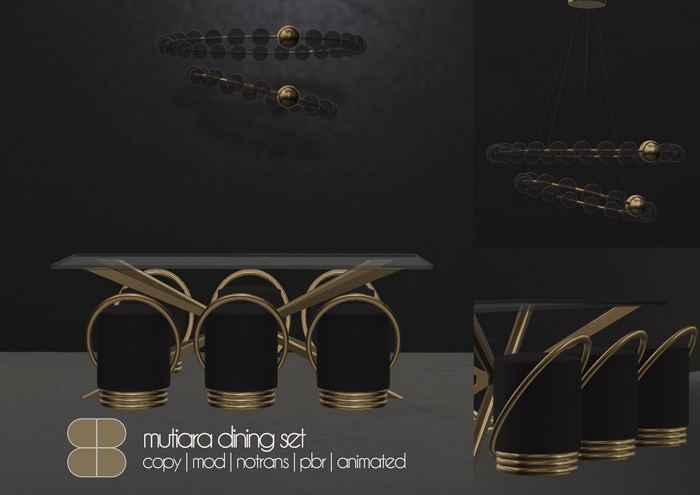 8 Mutiara Dining Set PBR - BLACK SILVER