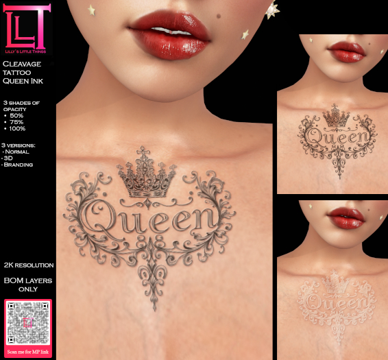 Cleavage tattoo Queen Ink *LLT*