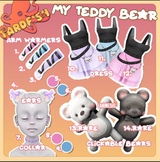 13 .Tardfish. My Teddy Bear Panic - White RARE