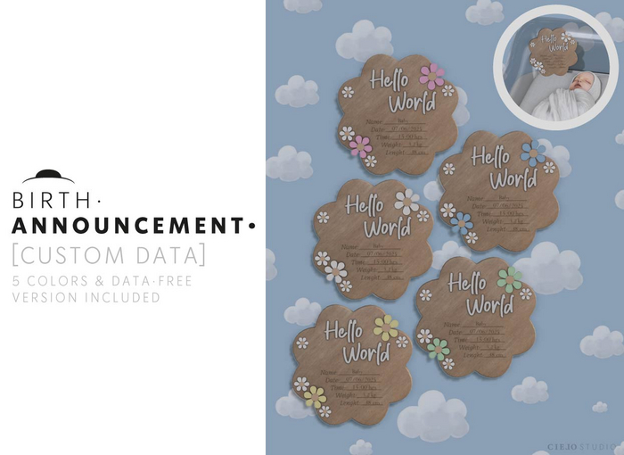 CIELO STUDIO - Birth ANNOUNCEMENT (custom data)