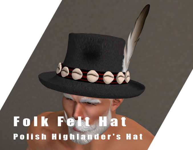 Polish Highlander's Hat - High LOD ( Folk Felt Hat, HD Texture, Culture Cap, Furry, Unisex )