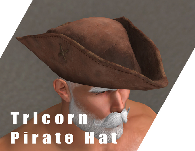 Pirate Hat - High LOD & Quality Details ( HD Texture, Tricorn Cap, Captain, Seafarer, Sailing, Sailship, Furry, Unisex )