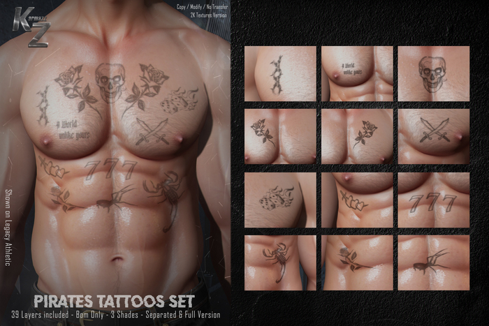 KARMAZZ Pirates Tattoos Set - 3 Shades - BOM