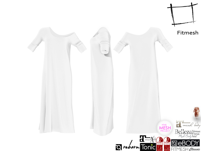 Full Perm Pulled Up Sleeves Maxi Dress Maitreya 5.3 LaraX Slink Hourglass, Belleza, Ebody Reborn, Tonic, TMP, Legacy