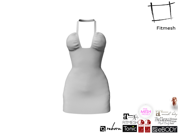 Full Perm Women's Modern Halter Dress for Maitreya 5.3 LaraX Slink Hourglass, Belleza, Ebody Reborn, Tonic, TMP, Legacy