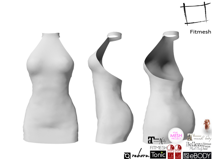 Full Perm Short Halter Dress for Maitreya 5.3 LaraX Slink Hourglass Belleza Freya Isis Ebody Reborn Tonic TMP Legacy