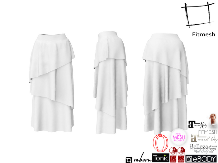 Full Perm Tiered Maxi Skirt for Maitreya 5.3 LaraX Slink Hourglass, Belleza, Ocacin, Ebody Reborn, Tonic, TMP, Legacy