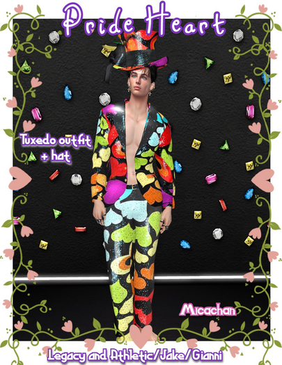 micachan Pride Heart sequin rainbow