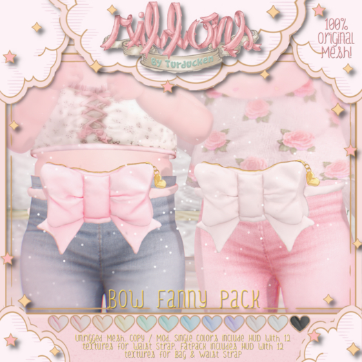 {Ribbons} Bow Fanny Pack - Cream {Box}