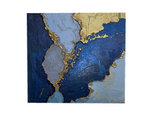 Blue, Gold  drip art 10 PBR CANVAS