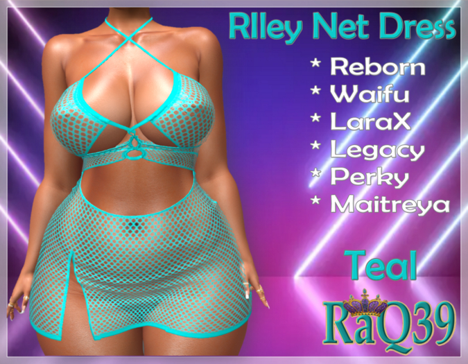 [R39] Riley Net Dress-Teal
