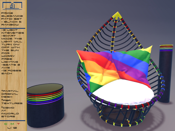 Pride Elegance Patio Set - Black & Rainbow