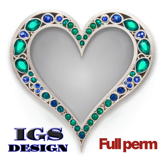 FULL PERM Texture - Silver Heart with Saphires and Emeralds 