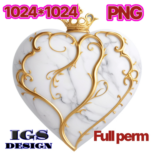 FULL PERM Texture - Royal White Marble Heart Texture