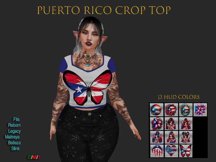 Puerto Rican Crop Top w/Hud