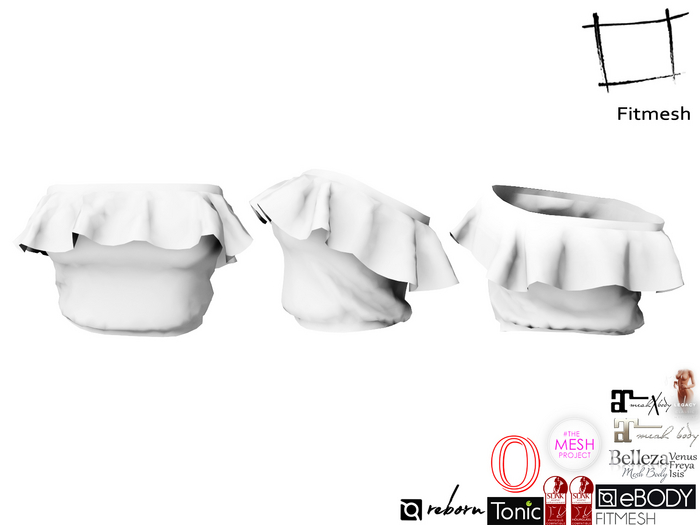 Full Perm Tube Top with Ruffles Around Maitreya 5.3 LaraX, Slink Hourglass, Belleza, Ocacin, Ebody Reborn, Tonic, Legacy