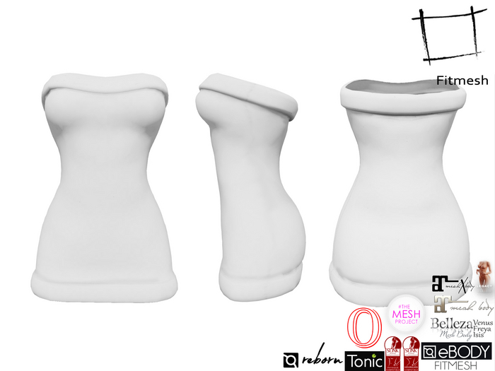 Full Perm Strapless Dress with Fur Trim Maitreya 5.3 LaraX Slink Hourglass, Belleza, Ocacin, Ebody Reborn, Tonic, Legacy