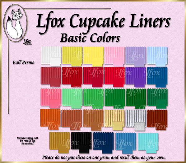 lfox Cupcake Liners - Basic Colors