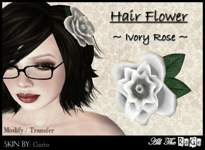 All The RaGe - Hair Flower  - Ivory Rose