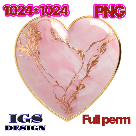 Full Perm PNG Texture - Rose Quartz Heart With Gold Ornament Texture