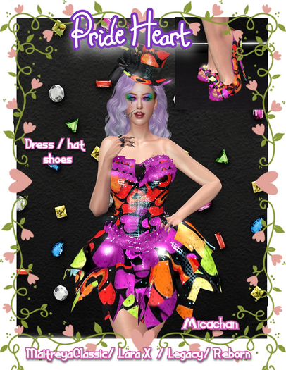 micachan Pride Heart sequin rainbow F couple