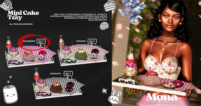 MONA - Mini Cake Tray - Strawberry (AutoUnpack)