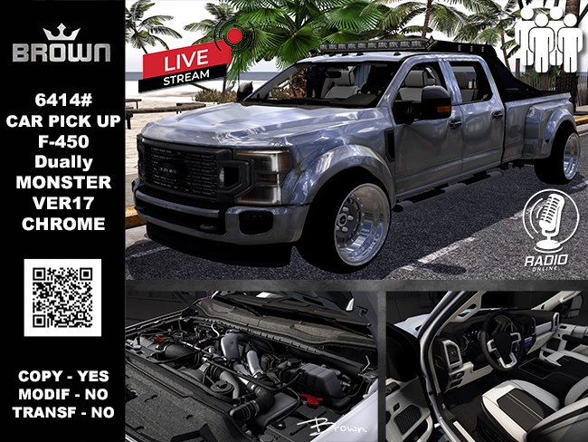 6414# CAR PICK UP F-450 Dually MONSTER VER17 CHROME carbrown25