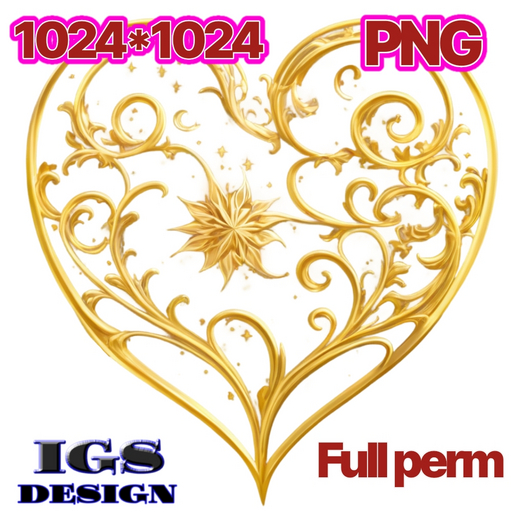 FULL PERM Fantasy Golden Heart Texture