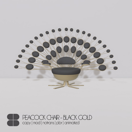 8 Peacock Chair PBR - GOLD BLACK