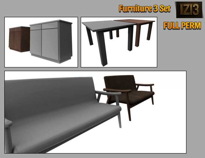 Furniture Set (Table, Bench, Buffet) - Full Perm Mesh