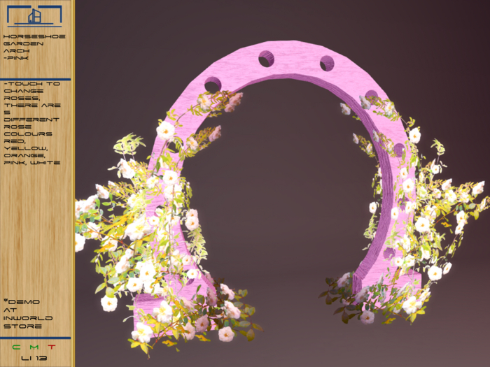 Rosey Horseshoe Garden Arch - Pink Wood