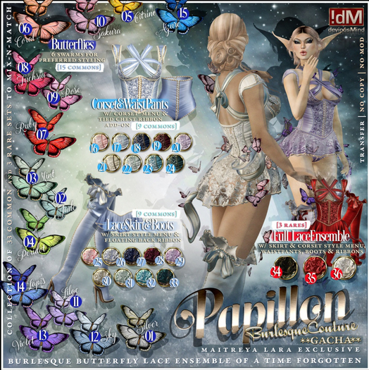 36 !dM Papillon **PEARL** (BOX LARA) RARE