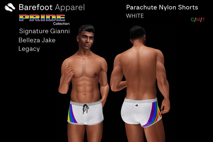 WHITE / PRIDE / PARACHUTE SHORTS