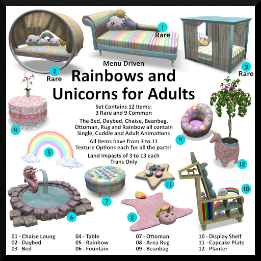 10-Rainbows and Unicorns Display Shelves - Boxed