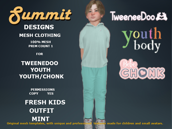 Summit Fresh Kids Outfit Mint [TWEENEEDOO +YOUTH + CHONK]